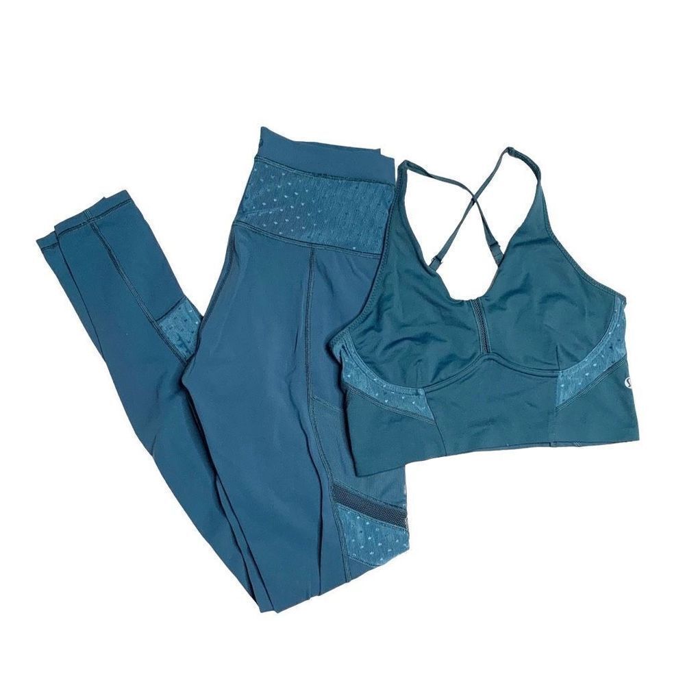 Lululemon Bonded Longline Sports Bra & Just Breathe Pant Set Alberta Lake Size 6